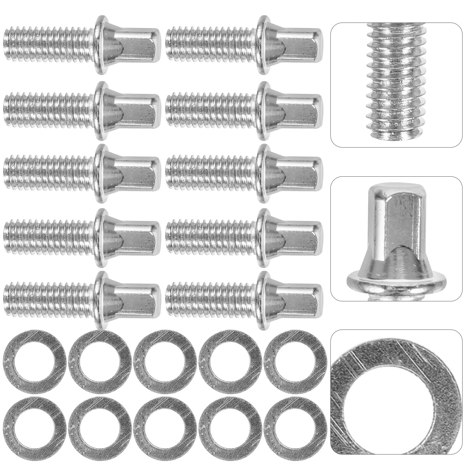 스네어 드럼 나사 드럼 키 볼트, 페달 샤프트용 공급 장치, M6x10mm, 10 개