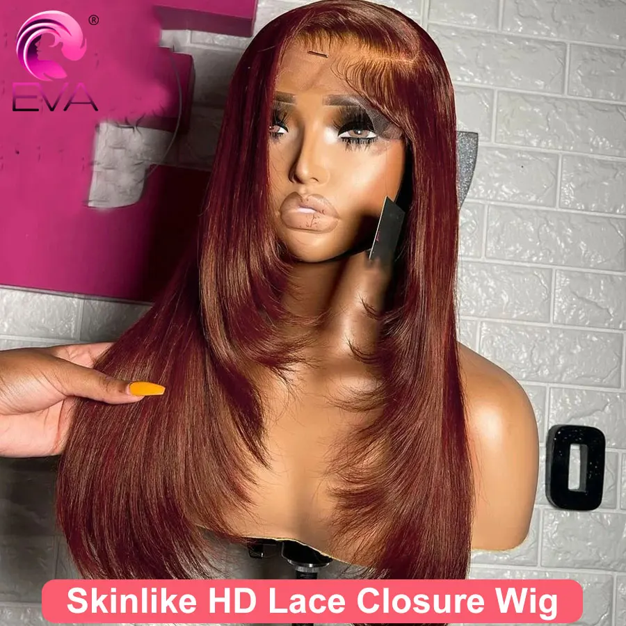 Layer Cut Human Hair Wig Glueless 5x5/6x6/7x7 HD Lace Closure Wig Pre Plucked Colored Straight HD Lace Wig Bye Bye Knots HD Wigs