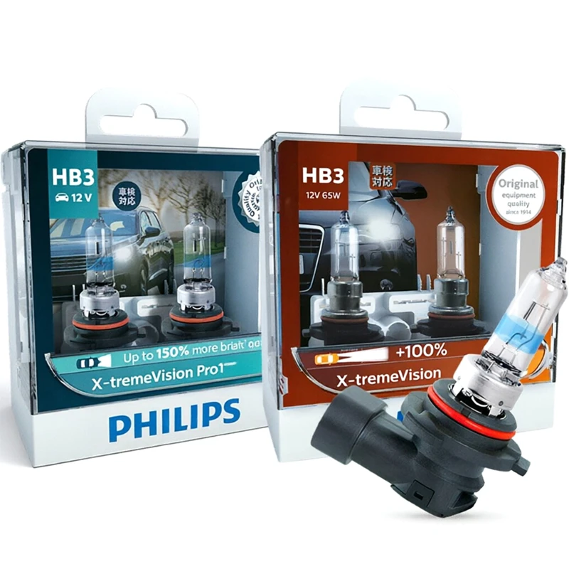 

Philips X-treme Vision Pro150 9005 HB3 9006 HB4 12V+150% Bright Car Halogen Head Light HL Beam ECE Genuine Original Auto Lamps