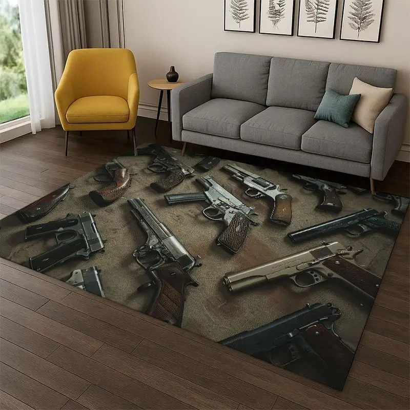 Gun Pistol Ammunition Bullet Cartridge Carpet Rug for Bedroom Living Room Sofa Playroom Doormat Home Decor,Area Rug Non-slip