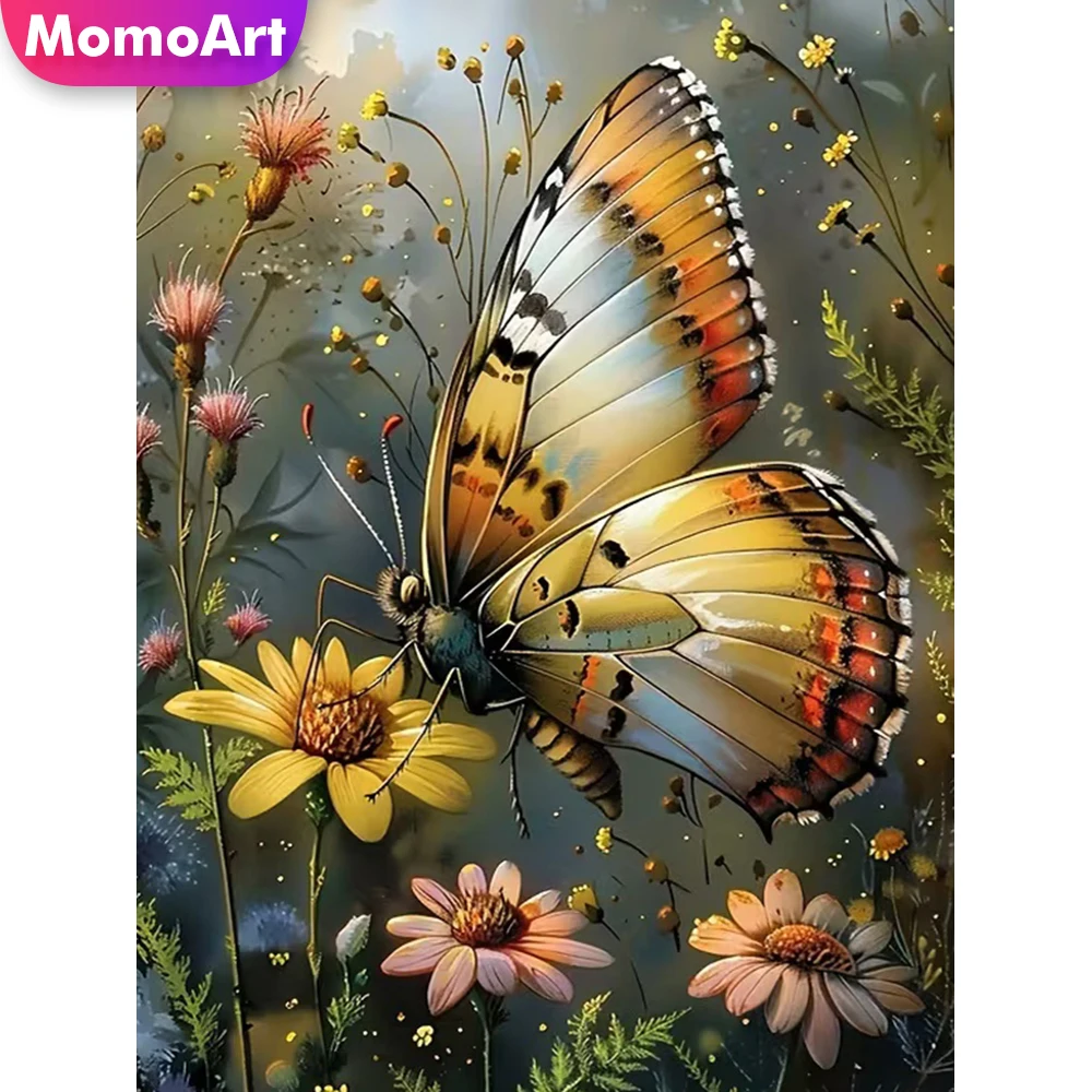 Momoart Neue Ankunft Diamant Mosaik Schmetterling Tier Voll Platz Runde Diamant Stickerei DIY Malerei Blume Handgemachtes Geschenk