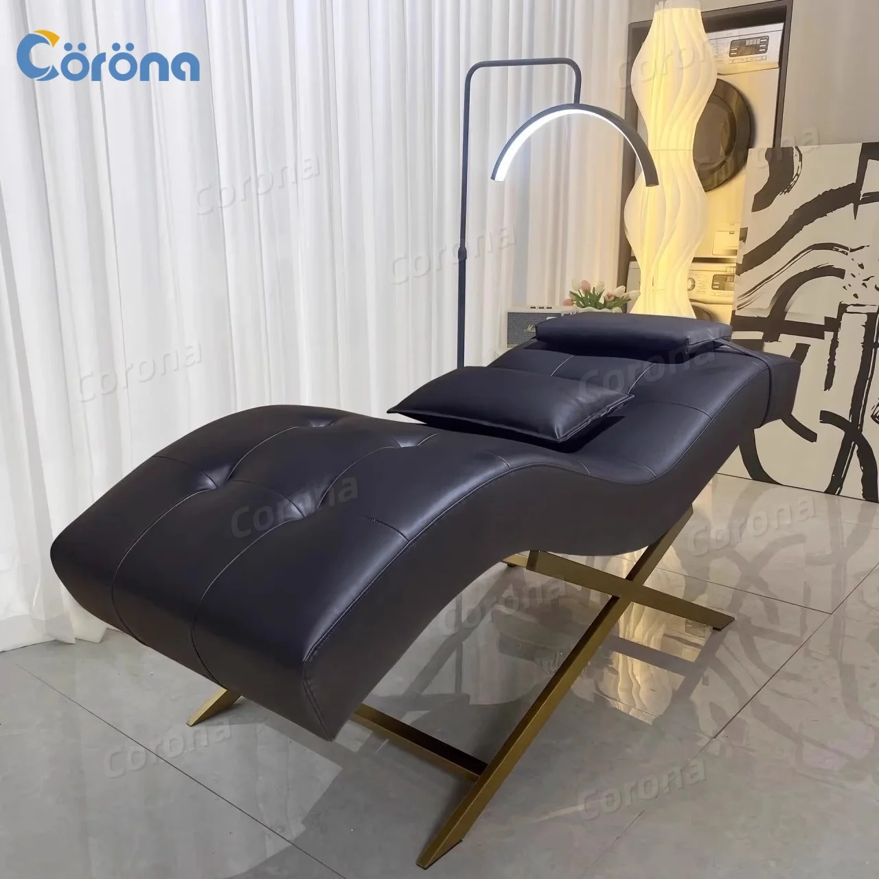 Beauty Salon Furniture Adjustable Backrest Curved Eyelash Bed with Foldable Design for Spa