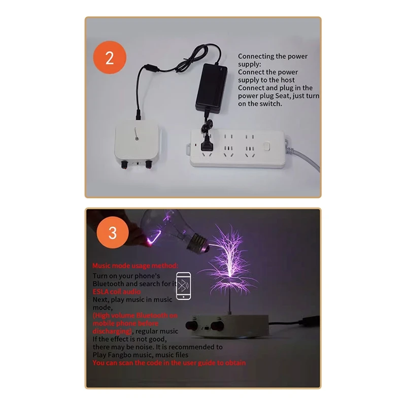 Bluetooth Music For Tesla Coil Arc Plasma Loudspeaker Wireless Transmission Touchable With EU Plug Durable Easy To Use
