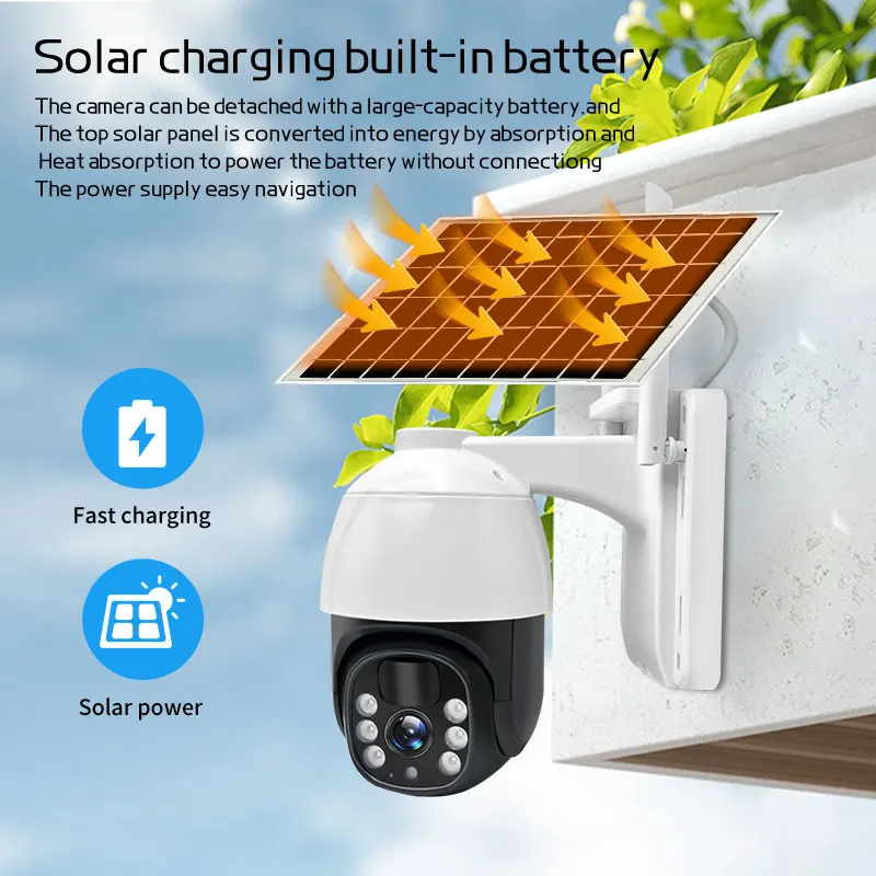 4G Sim Card Camera Battery Power Mini Solar Panel Security Surveillance Wifi Camera 10000mAh IP66 Wireless Tracking Solar CCTV