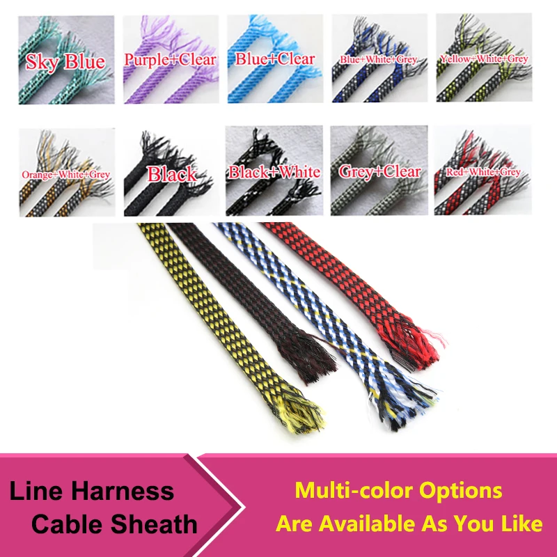 

1/5/20/50M Expanded Braid Sleeve PP Cotton PET Yarn 4 8 12mm Soft Wire Wrap Insulated Cable Protection Line Harness Cable Sheath