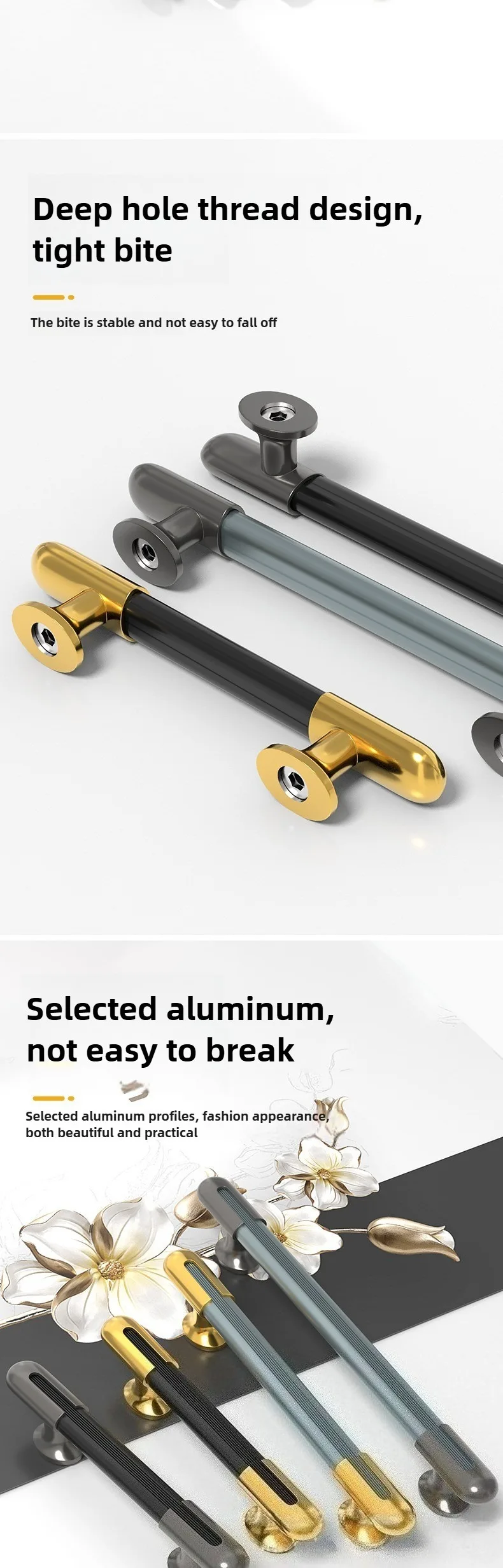 1 Stück Farbblock-Griff für Schränke und Schubladen, Kleiderschrankgriff aus Aluminiumlegierung, Küchenschrankgriff, Schubladengriffe, Schrankgriffe – Detail 3