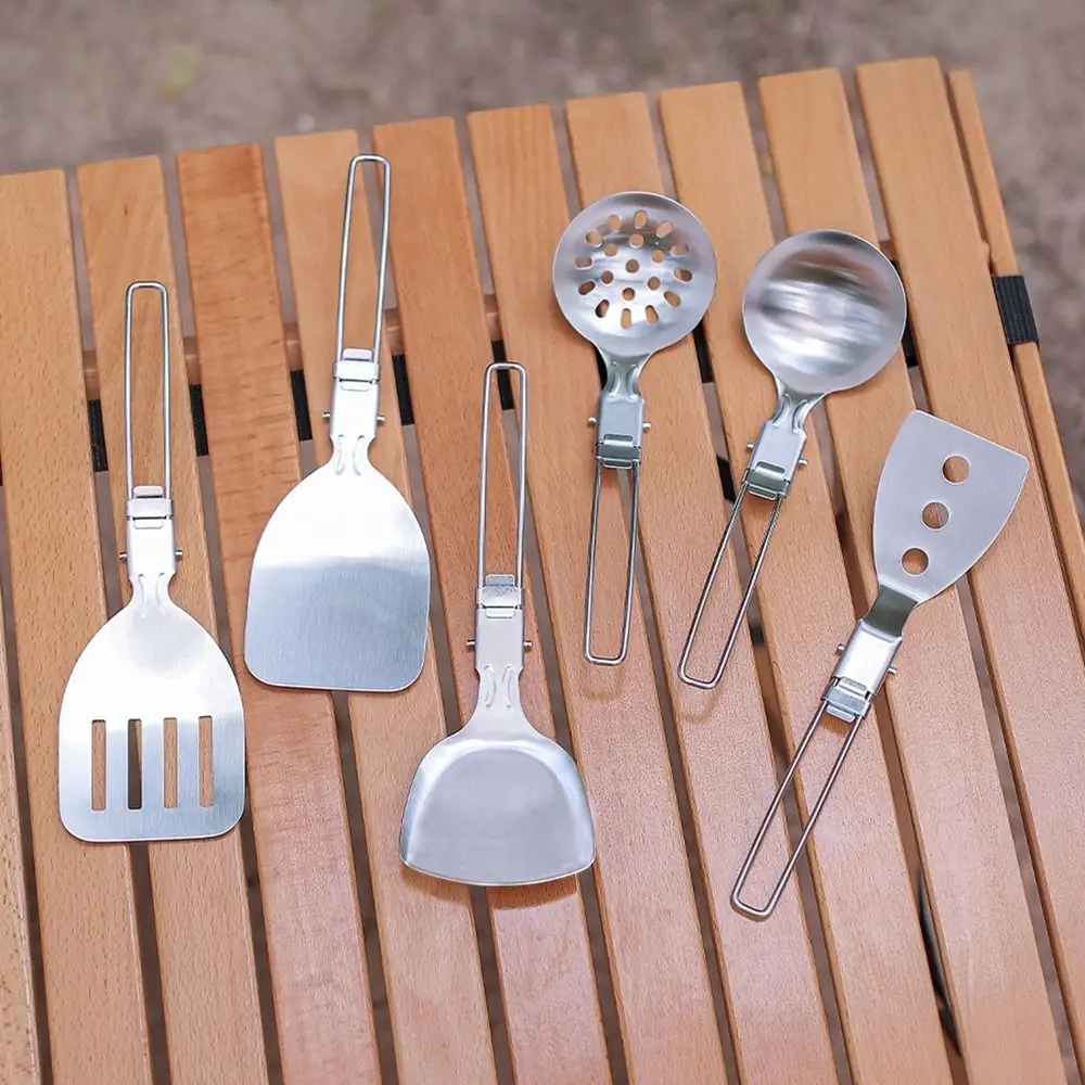 

Portable Outdoor Camping Tableware 304 Stainless Steel Food Grade Folding Kitchenware Set Multifunctional Durable