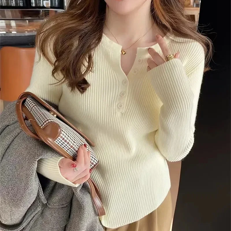 Autumn Winter Sweater Slim Fit Basic Pullovers 2023 Fashion Korean Knit Tops Bottoming Womens Sweaters Jumpers Pull Femme