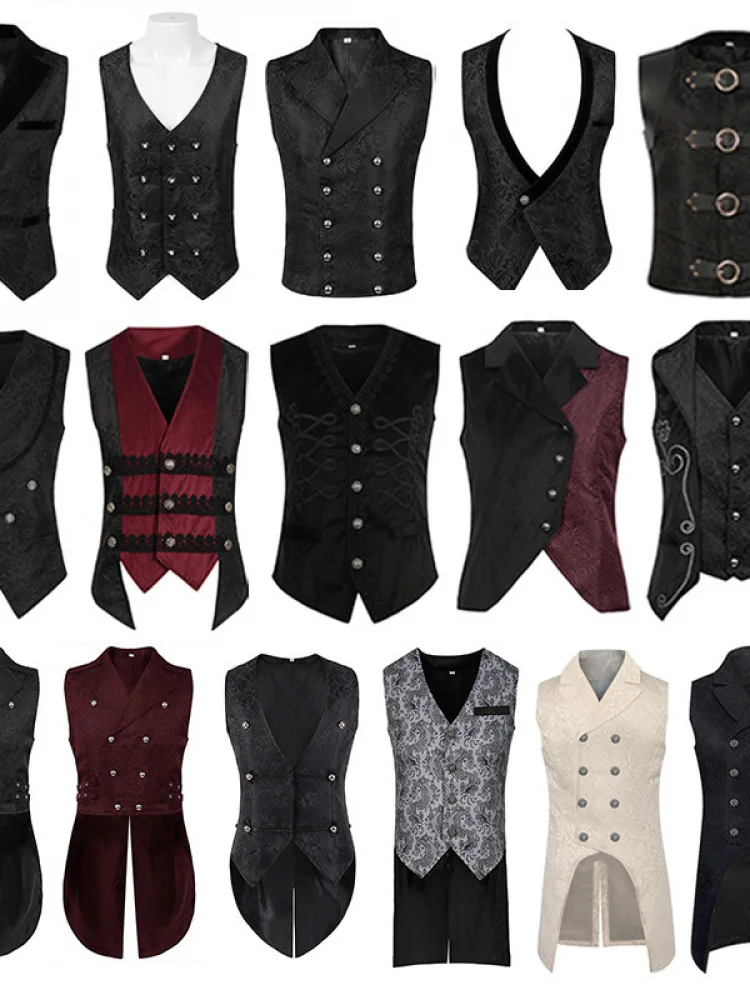 

Medieval Tailcoat Sle loween Adult Men's Red Court Sle Jaet Cos Gentleman Prince Vest Polyester Fiber Waterproof