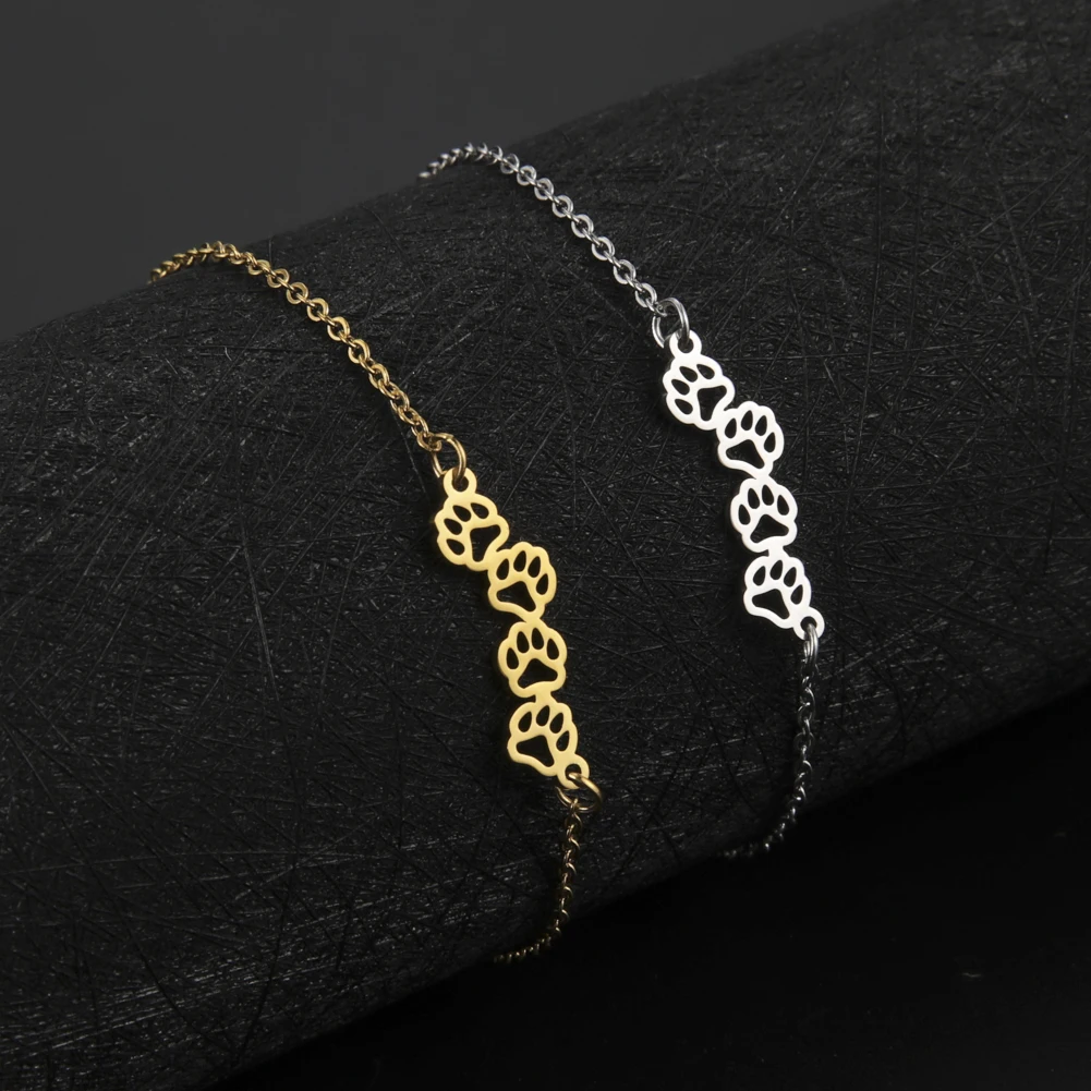 Animal Footprint Pendant Bracelet Fashion Women\'s Charm Bracelet Stainless Steel Bracelet for Girl Jewelry Gift