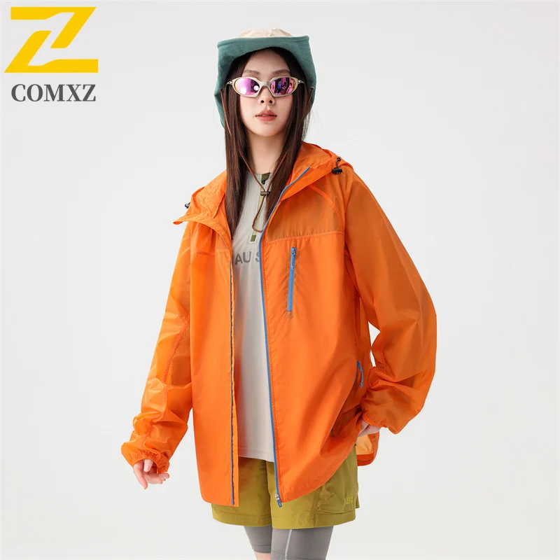 سترة بغطاء للرأس للحماية من الأشعة فوق البنفسجية للزوجين بلون الدوبامين UPF50 + حرير ثلجي قابل للتنفس للرياضات الخارجية ملابس واقية من الشمس #4