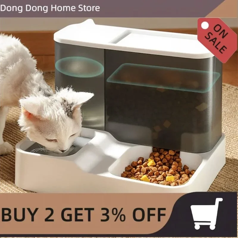 Automatic Cat Food Dispenser Large Capacity Wet and Dry Separation Dog Food Container Pet Fountain Drinking Bowl Pets Supplies