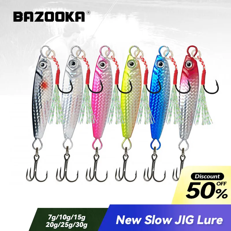 Bazooka Slow Jig Fishing Lure Spoon Jigging Bait Hard Lead Metal Sinking Jighead Boat Bass Trolling Trout Sea Pike Shore Winter