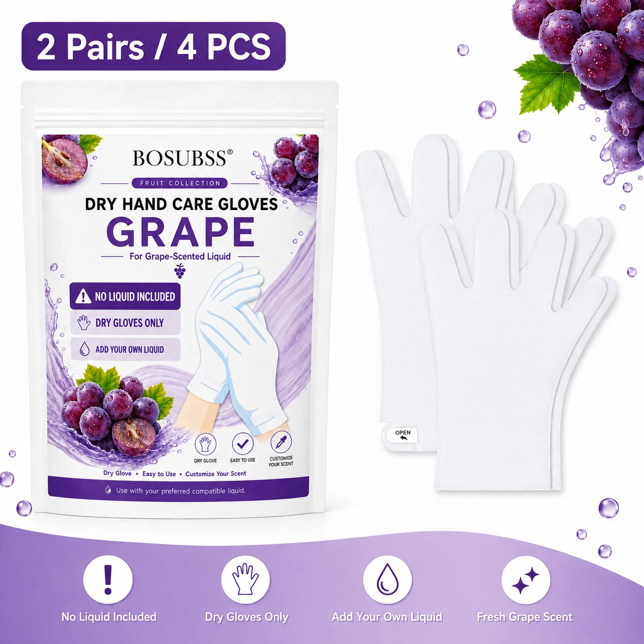 2 Pairs/4PCS Dry Hand Care Gloves, Soft Wearable Hand Mask Gloves, No Liquid Included, Add Your Own Compatible Hand Care Liquid