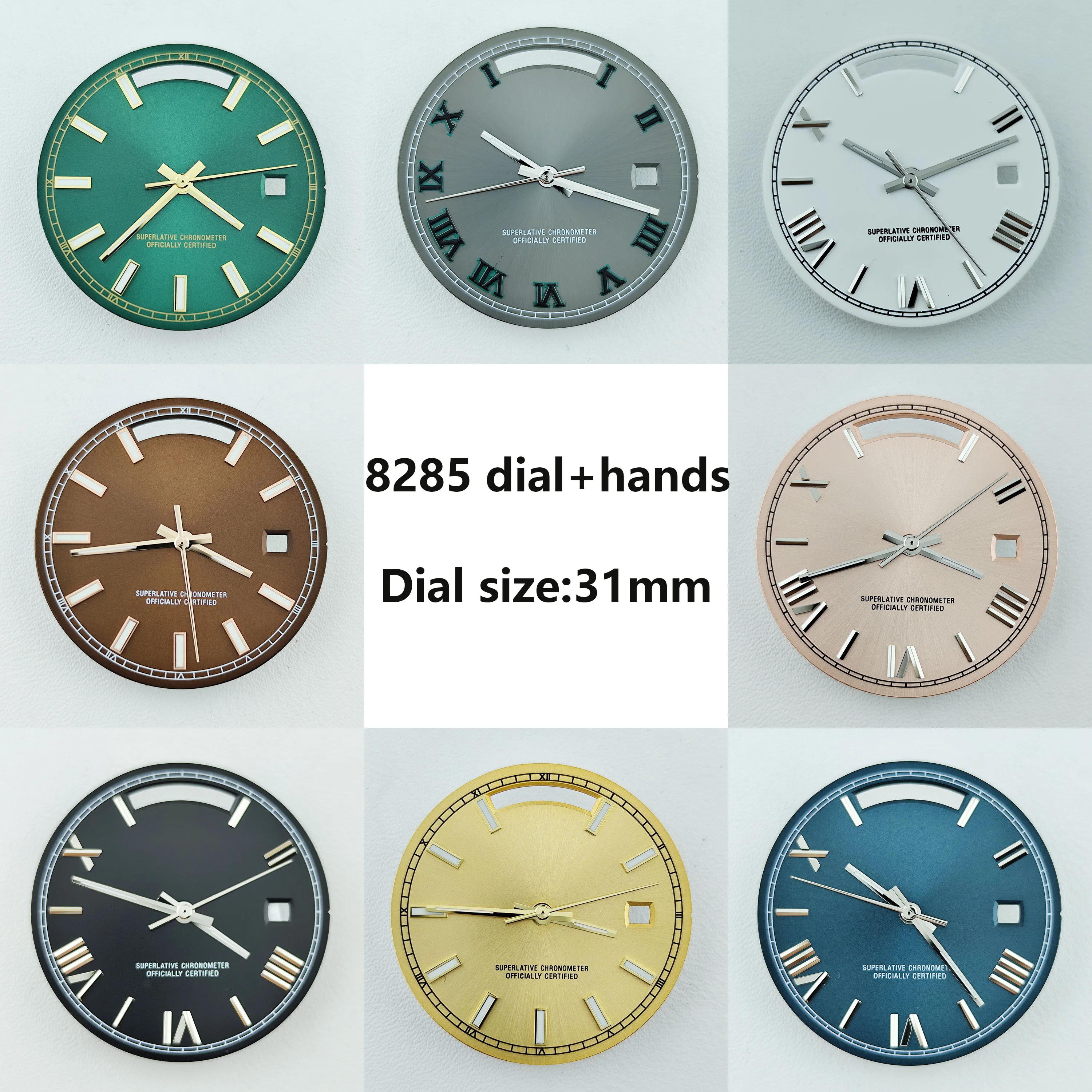 NEW Miyota 8285 dial  31mm Watch Dial Roman number Custom logo Dial Green Luminous suitable for 8285 movement Watch Accessories