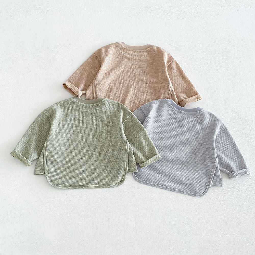MILANCEL Kids Clothes Girls T-shirt 1-6T Solid Color Patch Boys Tee Loose Thin Kids' Tops and T-shirts Children Undershirt