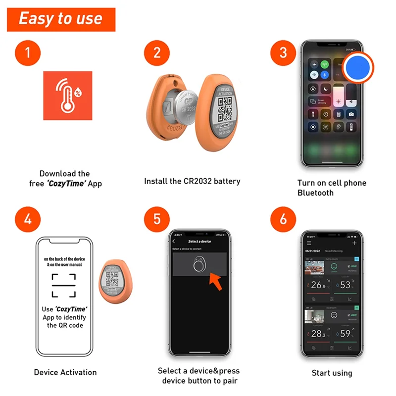 AC56-Smart Indoor Bluetooth Mini Humidity And Temperature Sensor Wireless Thermo Hygrometer For Cigar Cabinet Reptile Easy To Us