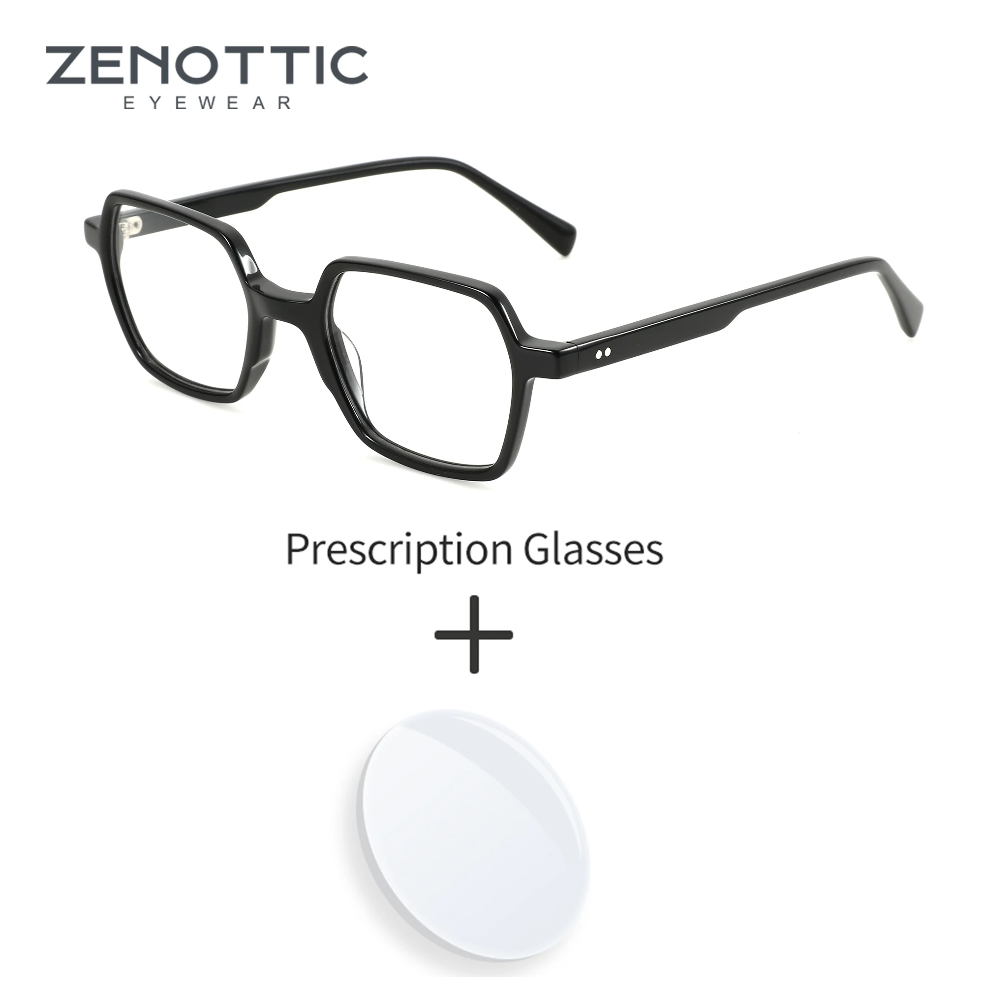 

ZENOTTIC Square Acetate Prescription Eyewear Men Women Full Rim Optical Glasses Myopia Hyperopia Progressive Anti-Blue Light