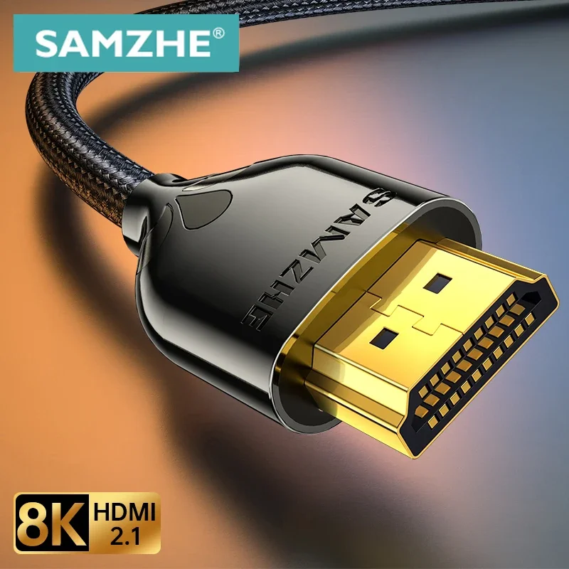 كابل SAMZHE 8K HDMI 2.1 فائق السرعة 48 جيجا بايت في الثانية معتمد لـ PS5 TV Box HUB 8K@60 هرتز HDMI2.1 48 جيجابت في الثانية eARC Dolby Vision HDMI