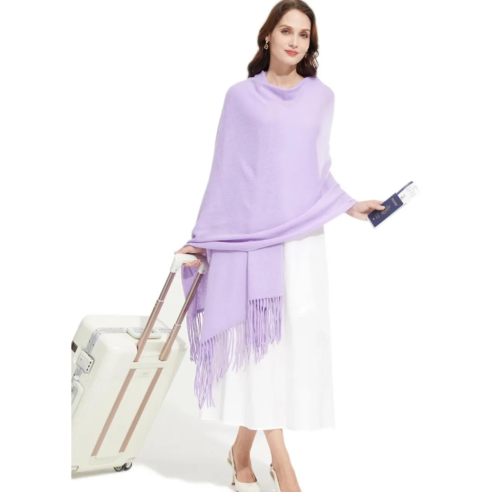 شال من مزيج الكشمير الناعم مع شرابات من الباشمينا للسفر للنساء من Wayfarer مقاس 87 × 28 (ضافي 6 شرابة) #2