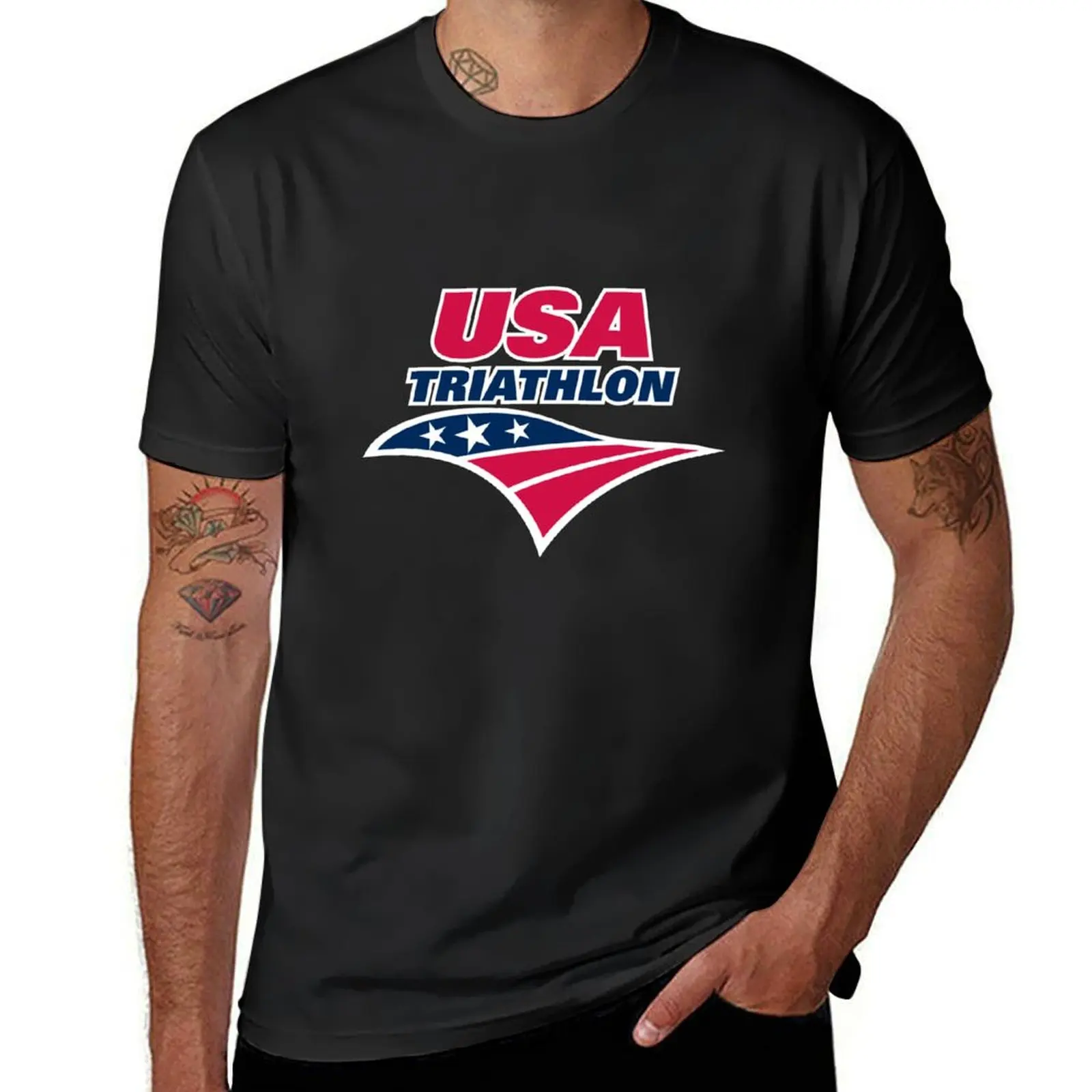 USA Triathlon T-Shirt blanks Blouse customs design your own men workout shirt