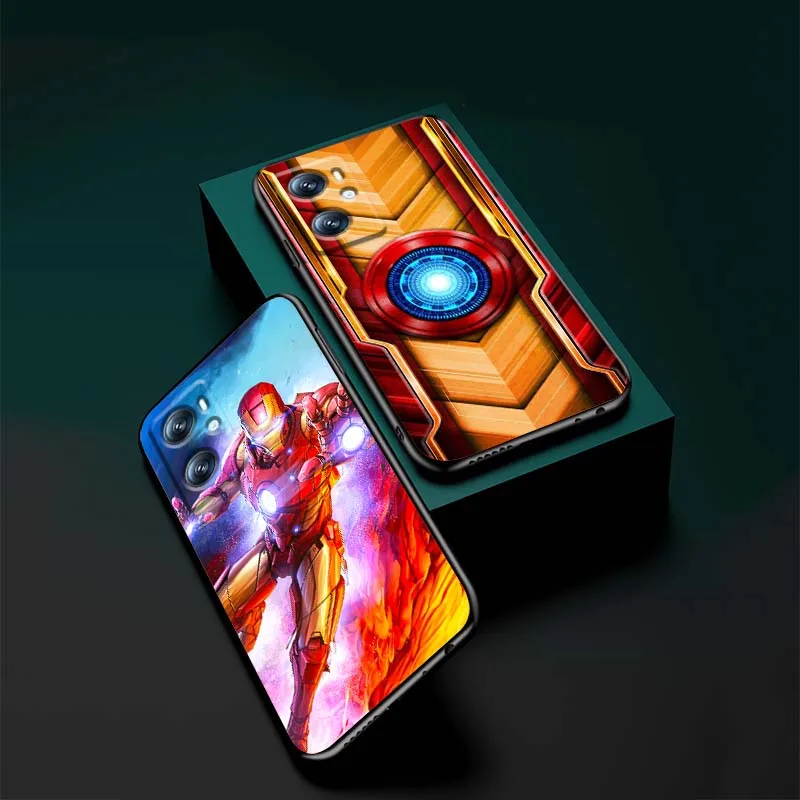 غطاء M-Marvels I-Irons M-Mans لـ OPPO Reno 5 6 7 A96 A40 A58 Realme GT A74 A78 Neo2 A74 A78 Find X5 X3 X7 X8 أسود