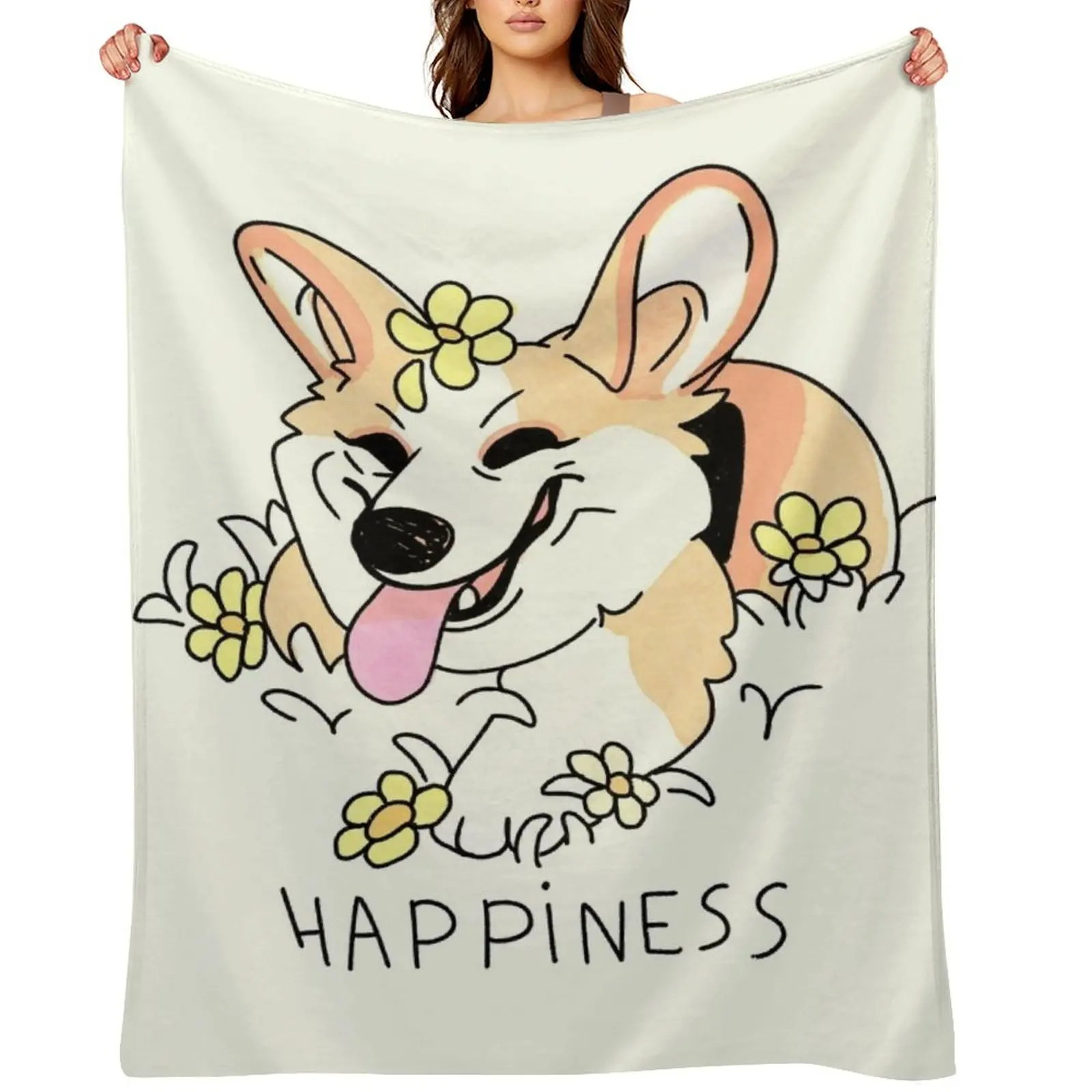 

Corgi happiness Colored 2nd edition Throw Blanket Luxury Designer Bed linens Decorative Beds heavy to sleep Blankets