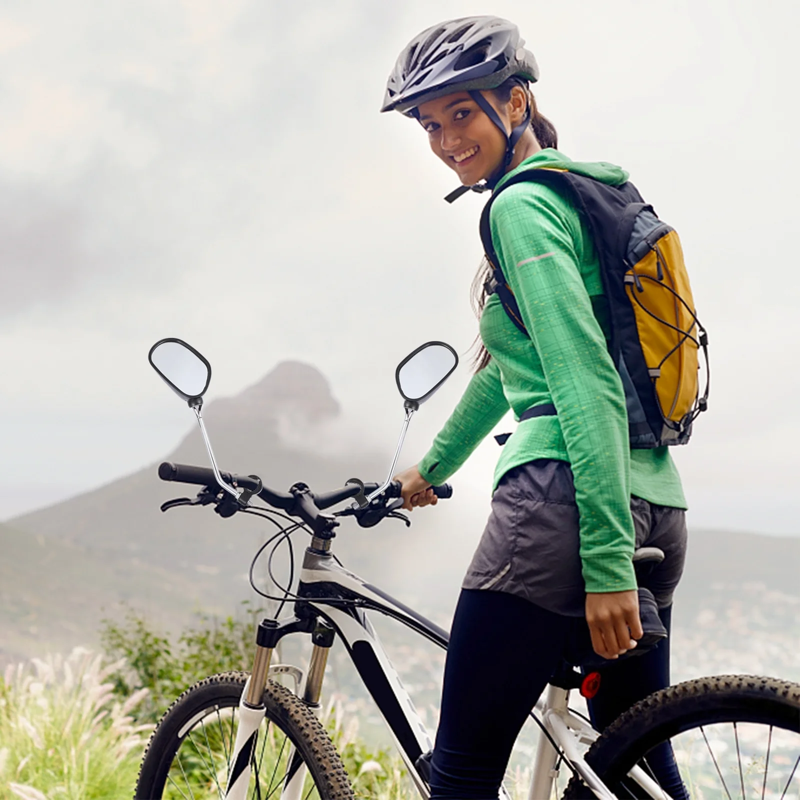 1 زوج الدراجة مرايا الرؤية الخلفية المقود جبل 360 درجة الدورية زاوية واسعة آمنة الدراجات دراجة مرآة للدراجات الجبلية الدراجات البخارية