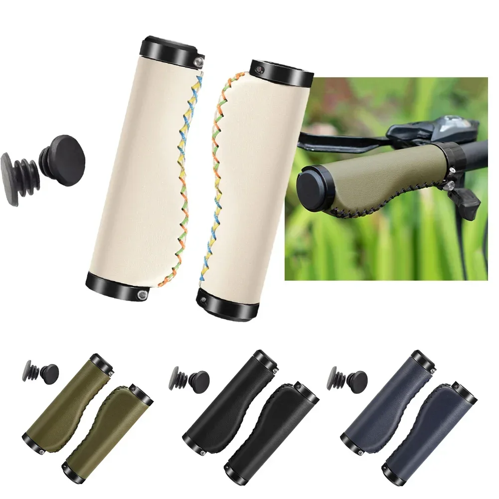 Bicycle Handle Bar Grips MTB Road Bike Handble Grip Absorbing Vibration Soft PU Leather Sleeve Cycling Accessories