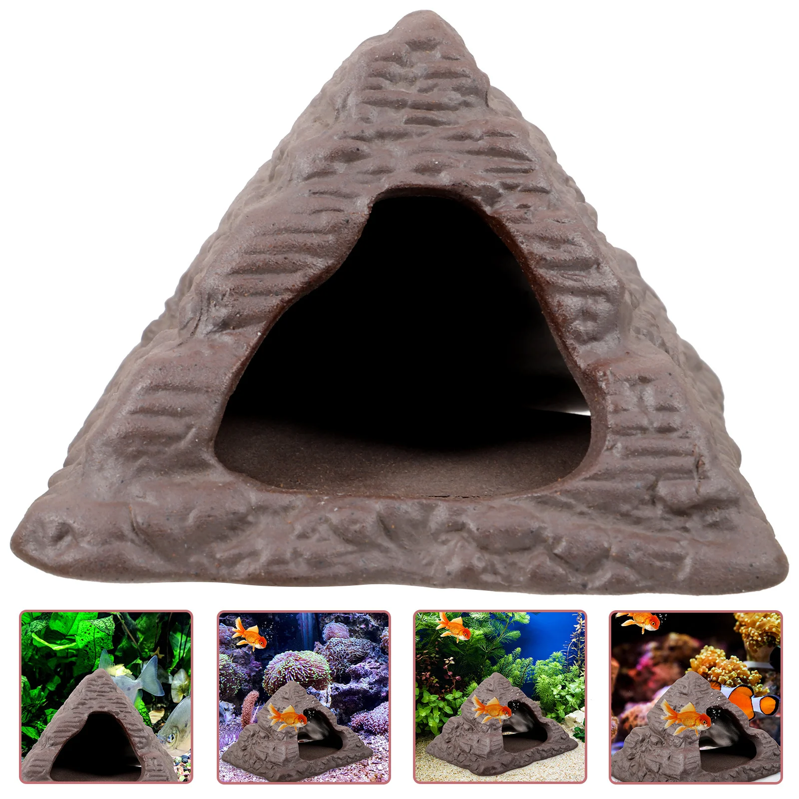 

Fish Tank Hiding Place Pyramid Aquarium Decor Cave for Betta Shrimp Reptile Egyptian Landscape Ornament Hideout