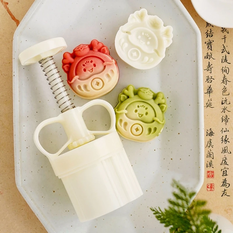 

Easy to Use Mooncakes Molds Mooncakes Stamps Mungs Bean Cake Molds Dragon Bakings Tool Perfect for Cake Decorating