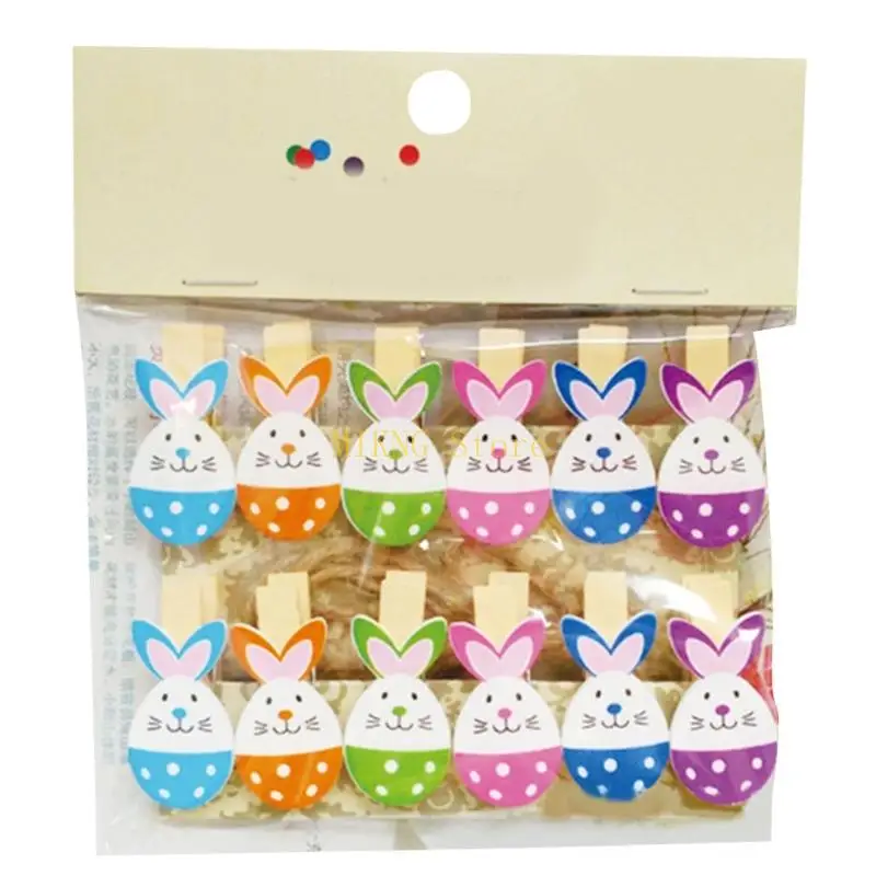 부활절 웨딩 파티 홈 장식용 1.5 야드 문자열이있는 토끼 사진 클립