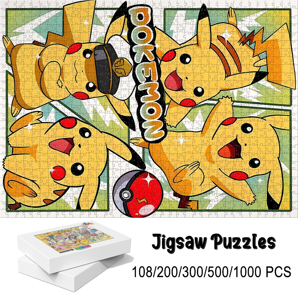 Pokemon Pikachu Wooden Puzzle Game - Choose from 108/200/300/500/1000 Pieces Various Difficulty Levels