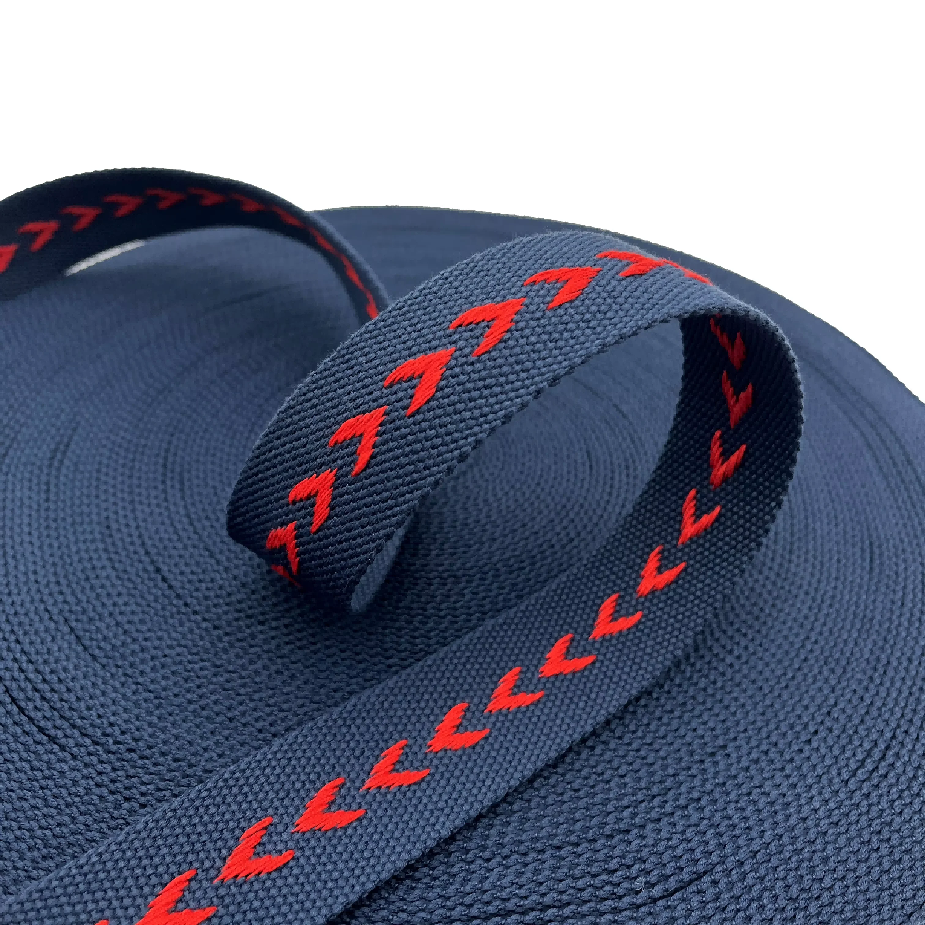 High Quality Polyester Cotton Webbing Strap For Bag 1.5 Inch 38MM Blue/Orange With Red Heart