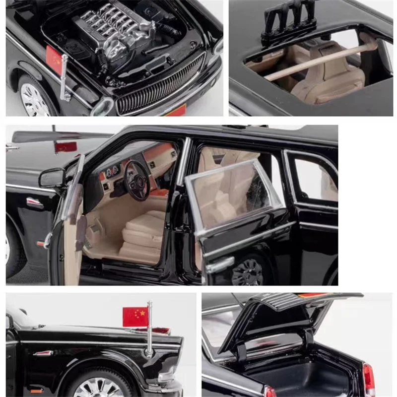 1:32 HONG QI L5 Review Troops Car Alloy Car Model Diecasts Metal Vehicles Car Model Sound Light Collection Simulation Kids Gift