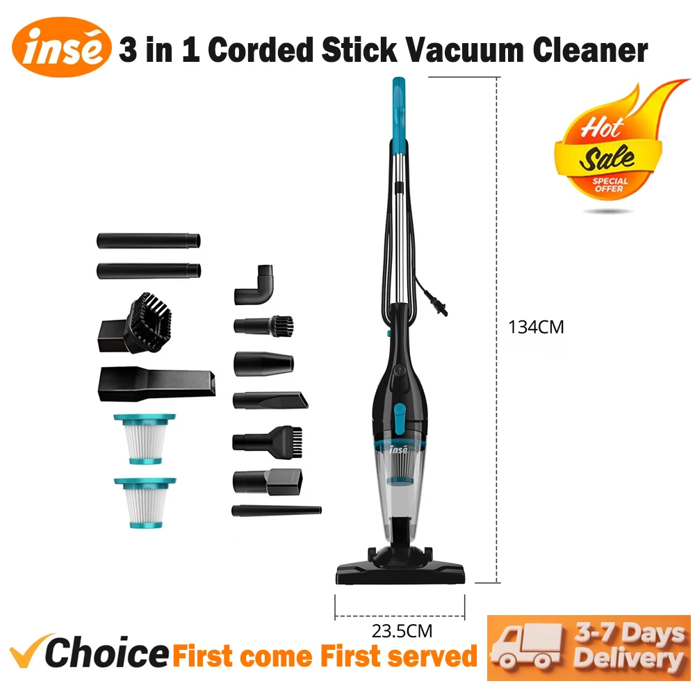 INSE R3S/R6X Corded Vacuum Cleaner Handheld Stick Vacuum Powerful 3 in1 Lightweight Vacuum Cleaners for Home Hard Floor Pet Hair