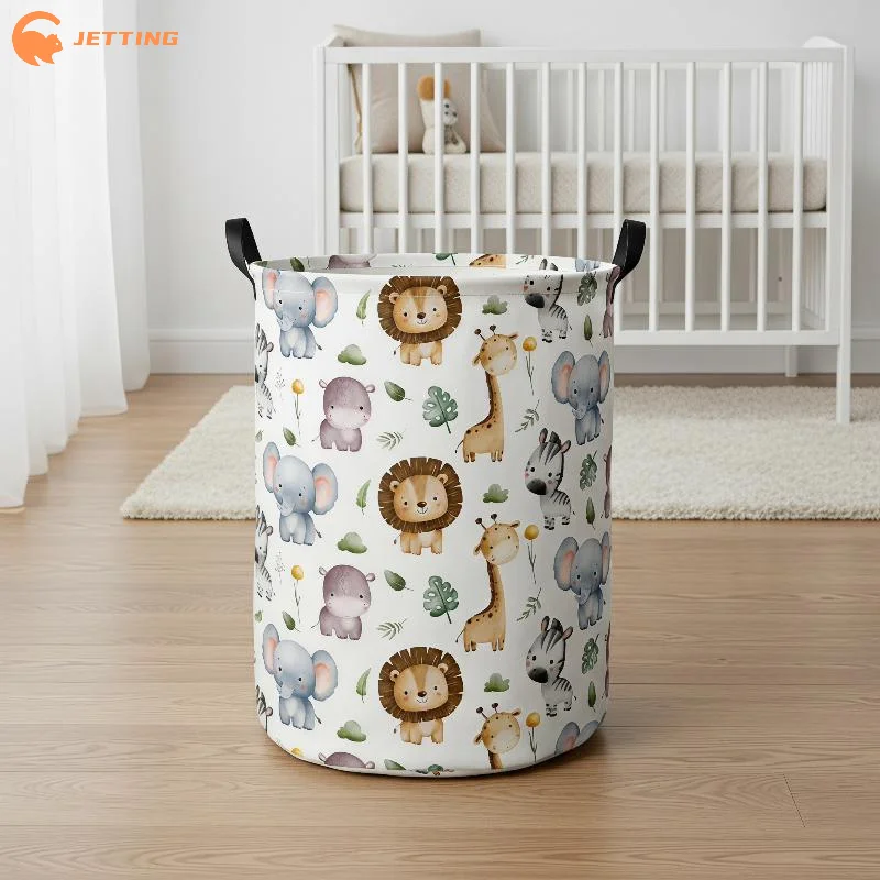 (New) Cartoon Animal Storage Basket Foldable Waterproof Laundry Hamper With Double Handles For Kids Toy Clothes Organizer Bin