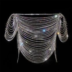 Fashion Sexy Tassel Rhinestone Top Bra Chain Jewelry Exquisite Sparkling Nightclub Party Crystal Top Jewelry Accessories