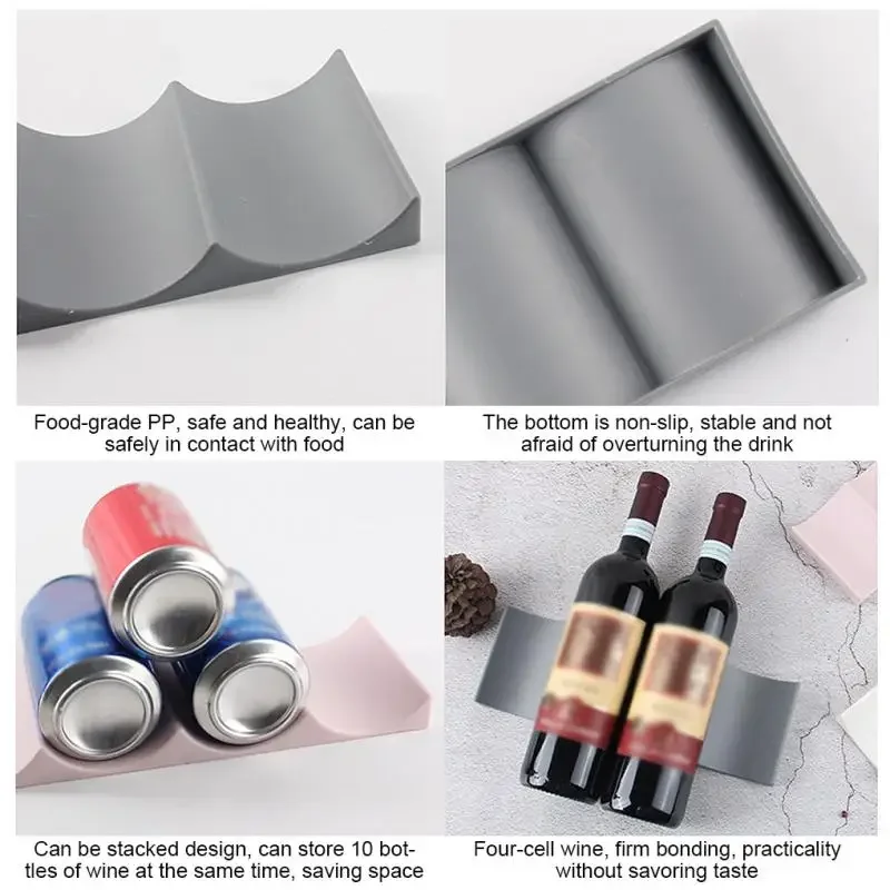 1Pc Stackable Wine Bottle Holder Countertop Wine Rack Organizer For Fridge Pantry Cabinet Home Kitchen Storage Accessory