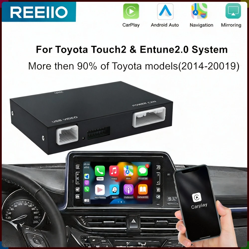 

Беспроводной модуль REEIIO Apple CarPlay Android Auto для TOYOTA RAV4 Corolla Tacoma Camry CHR Tundra Highlander Prius 4Runner Yaris