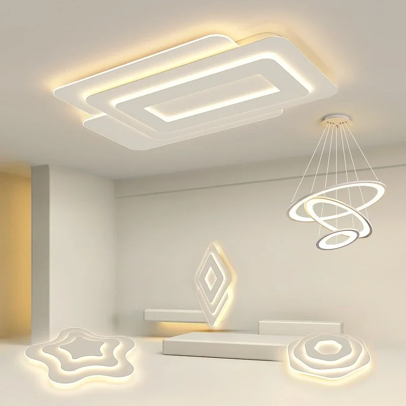 幾何学的な長方形のリビングルームライト 2025年新作 シンプルモダンな雰囲気 個性的なクリエイティブLED