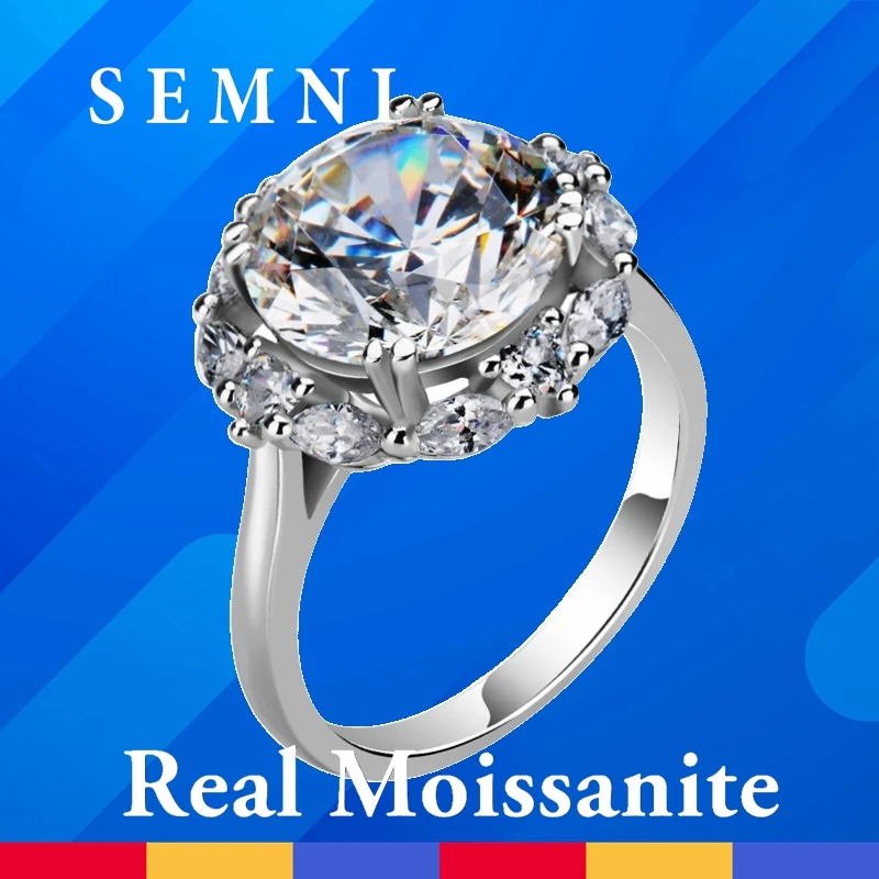 

SEMNI US Size 5.0CT Moissanite Diamond Ring for Women 925 Sterling Silver Engagement Ring Wedding Promise Band Forever Love