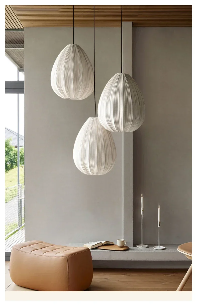 Nordic Wabi Sabi Fabric E27 LED Pendant