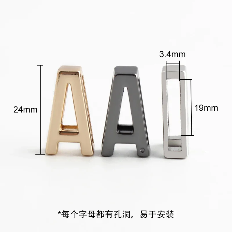 2PCS/26PCS A-ZSilver Metal Dog Collar Wearing Letters Shoulder Strap Mobile Phone Rope Belt Bracelet DIY Letter Buckle Slide