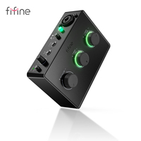 FIFINE Sound Mixer for Condenser Microphone with Gain Knob,Audio interface with 48V Phantom Power for XLR Mic Podcast-Ampli1