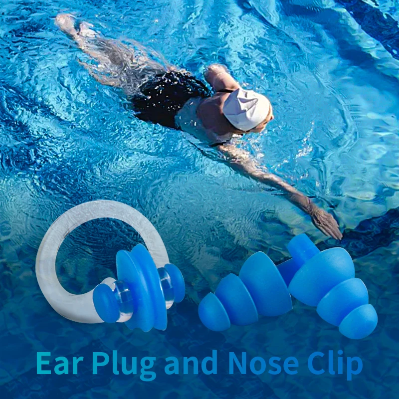 1/5 Pcs Waterproof Soft Silicone Swim Earplugs Nose Clip Set Reusable Swimming Training Accessories