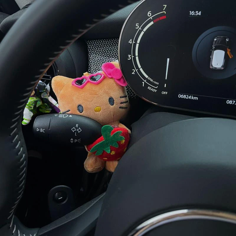 

Гавайская черная кожа Hello Kitty, украшение на талию автомобиля, модный и милый автомобильный указатель поворота, дворник, украшение интерьера