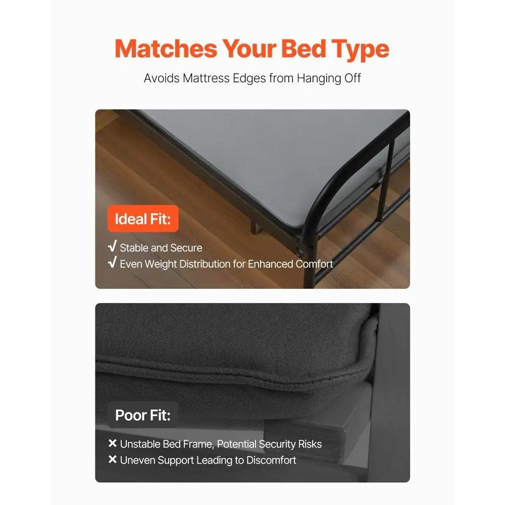 for full Size Bunkie Board Wooden Mattress Support Slats 1.5 Inch Thick Easy Assembly Gray 2 Piece Set 200D Oxford Cloth