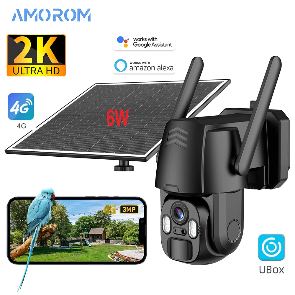 

2K 4G Solar Ip Camera Wireless Outdoor Color Night Vision Ai Human Detection Security Video Ptz Camera Box 6W Solar Cctv Monitor