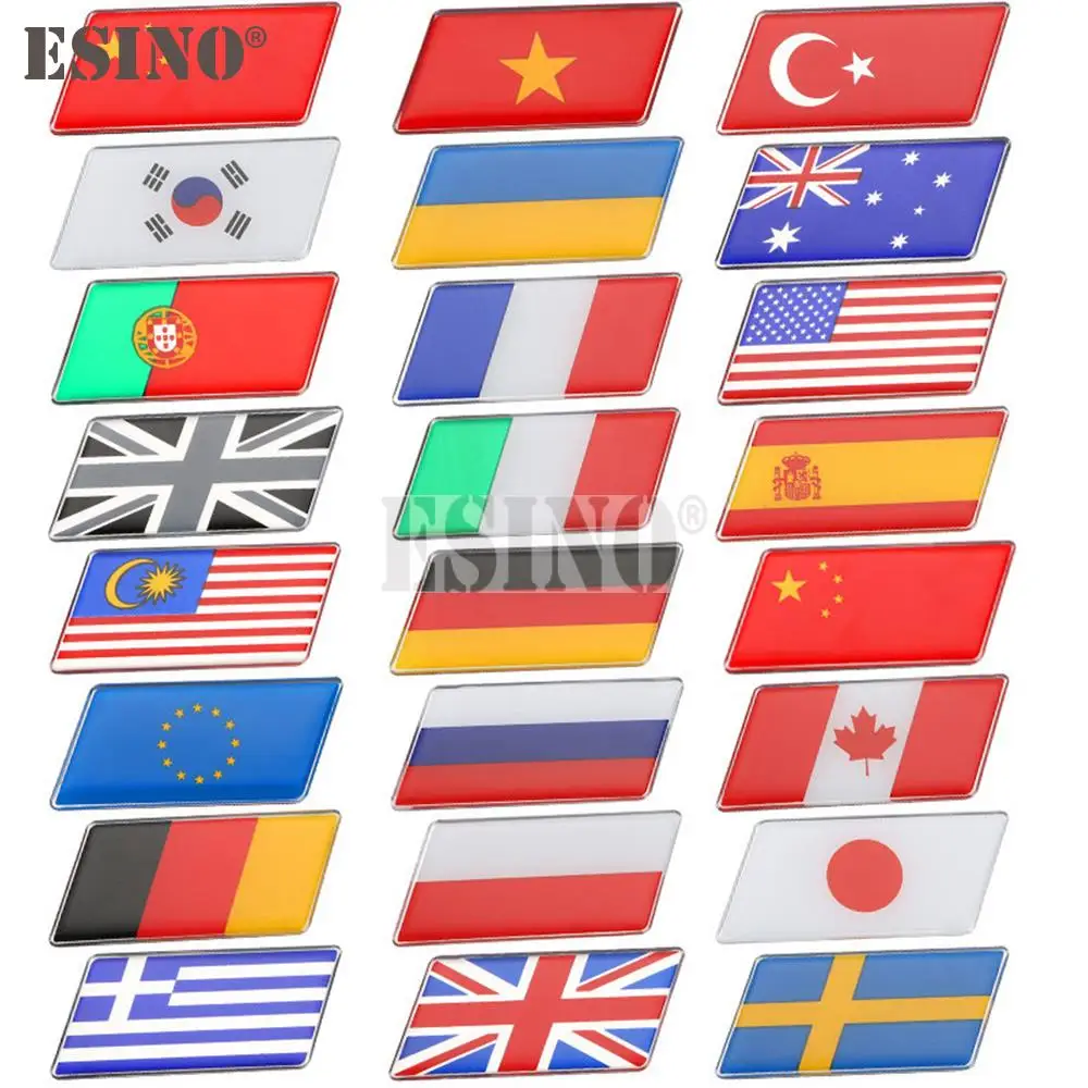 

Car Styling Flying National Flag US UK Italy Germany France Japan Metal Aluminum Alloy 3D Adhesive Emblem Badge Sticker Decal